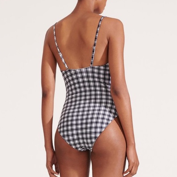 Veronica Beard checkered Mari Zip-Up Swimsuit XS NWT 345$ - Picture 4 of 5